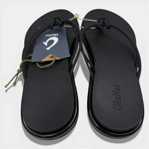OluKai 'Aka Women's Flip-Flop Sandals Black Sz 11B Comfort Beach Shoes 20509-404 - Picture 5 of 8